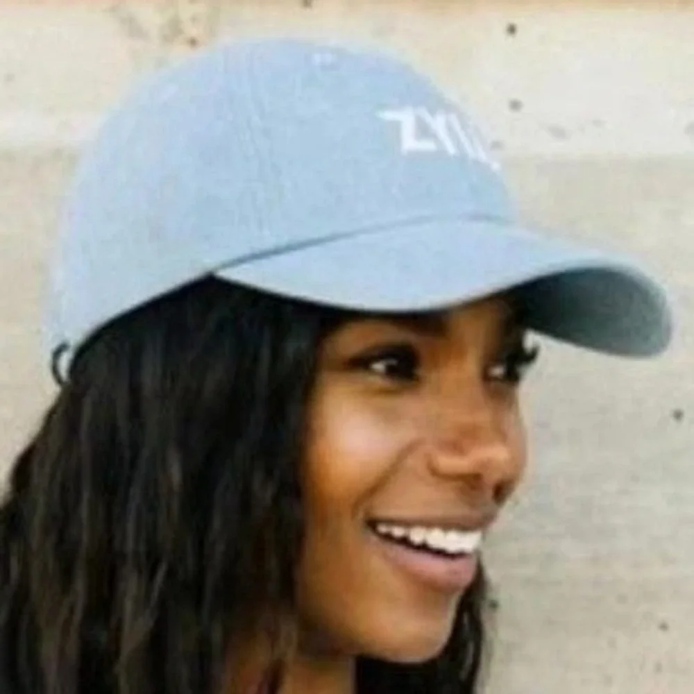 Zyia Active Baseball Cap Womens Light Blue Denim Embroidered Dad Hat Adjustable